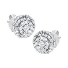 Sterling Silver 1 cttw Lab Grown Diamond Cluster Stud Earring (F-G Color, VS2-SI1 Clarity) - Puritific