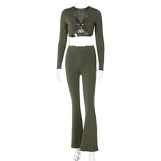 Ribbed Flare Pants Set - Puritific