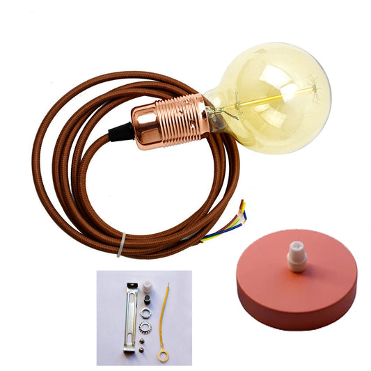 Premium Fabric Flex Cable Pendant Lamp Set with FREE E27 Vintage Bulb Light Set~2258-1