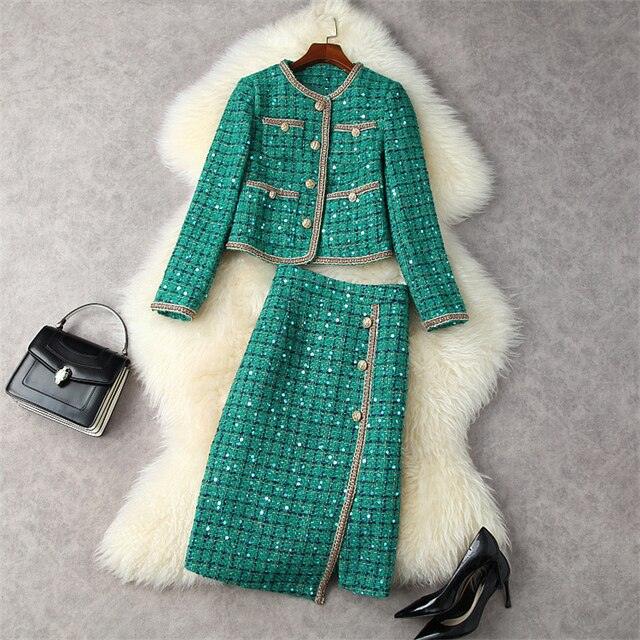 Runway Winter Tweed Dress Set - Puritific