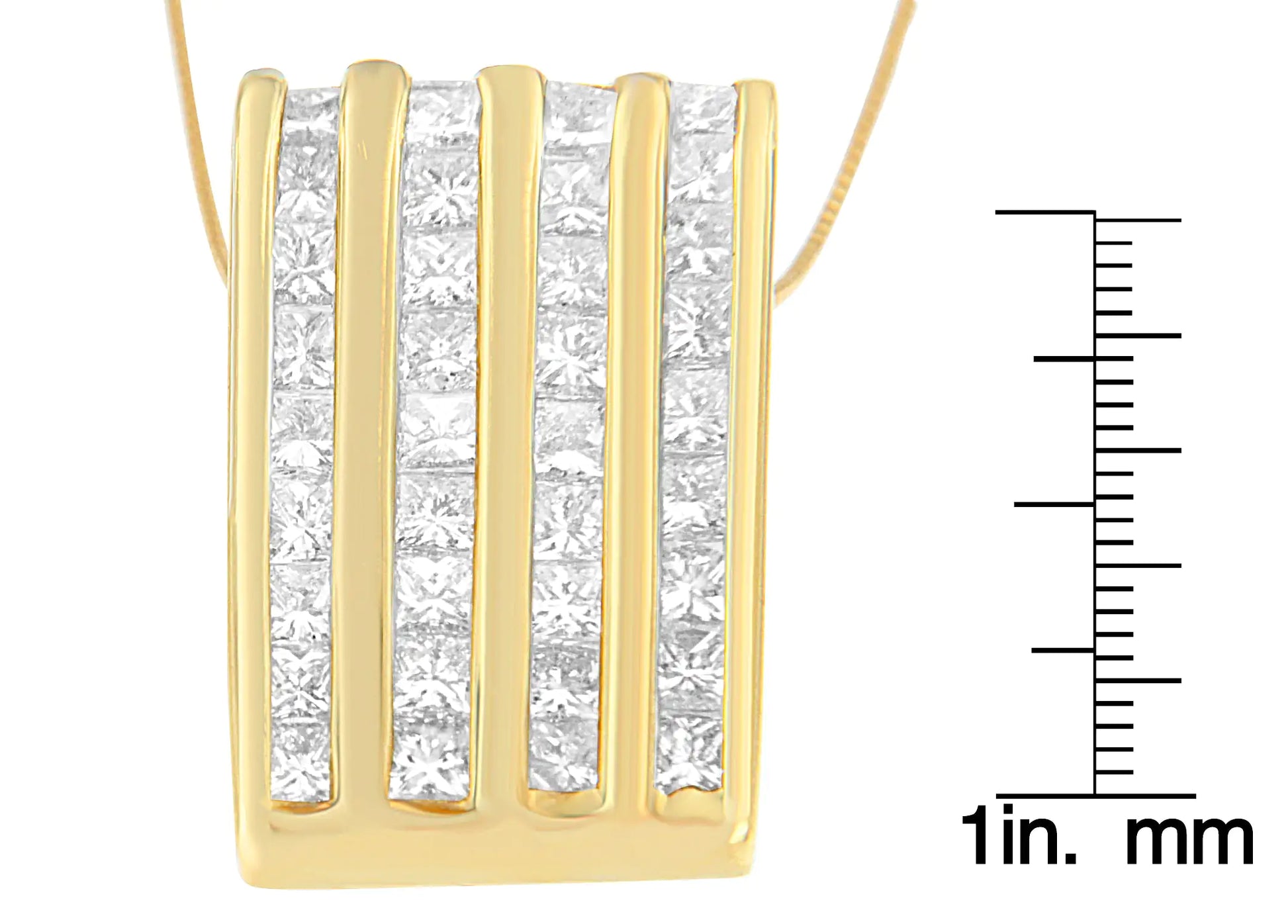 14K Yellow Gold 2 1/3 cttw Princess Cut Diamond Block Pendant Necklace (H-I, SI1-SI2) - Puritific