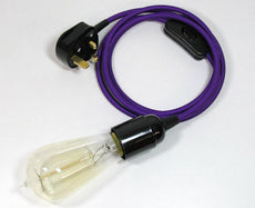 Purple 2m Plug In Pendant Set Flex Cable With Holder~3110-3