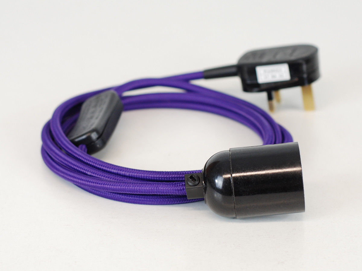 Purple 2m Plug In Pendant Set Flex Cable With Holder~3110-2