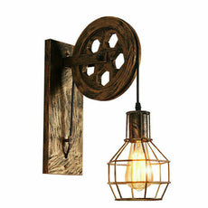 Wall Lamp Retro Wheel Light Rustic Vintage Pipe Industrial Steampunk Lighting~2231-7