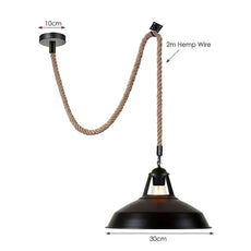 Vintage Retro Industrial Metal Lampshade Hemp Rope Ceiling Hanging Pendant Light~5069-3