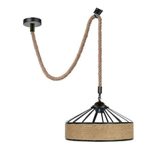 Vintage Industrial Chandelier Hemp Rope Iron Pendant Ceiling Light Retro Lamp~5071-1