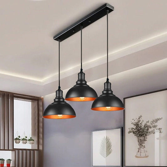 3 light Black Industrial Hanging Ceiling Pendant Lights~5264-0