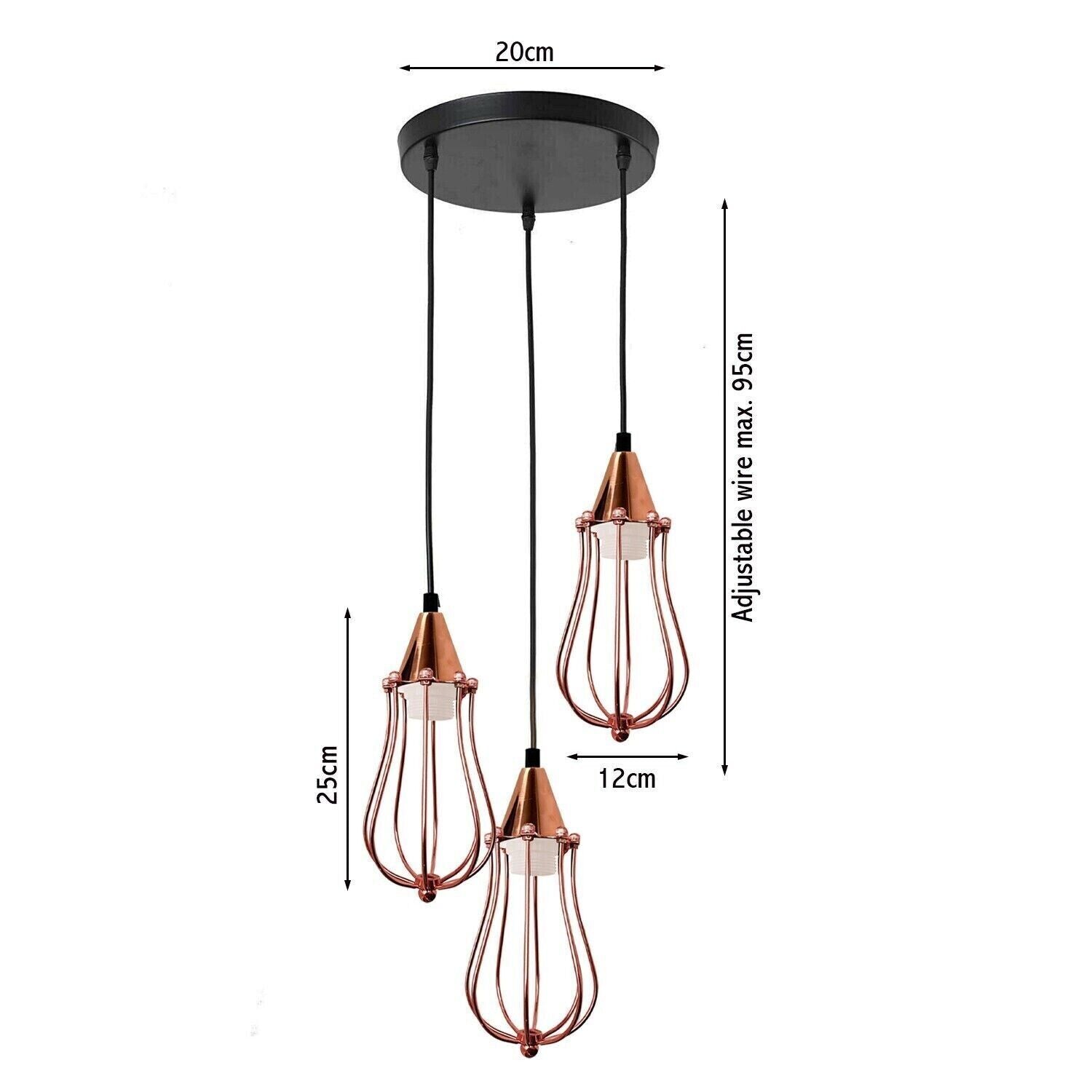 Vintage Industrial Retro Metal Cage Lampshade Ceiling Hanging Pendant Lights E27-4079-3