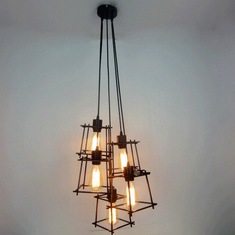 Vintage Industrial Retro Ceiling Light Cage Loft Chandelier Pendant Light Lamp~2143-0