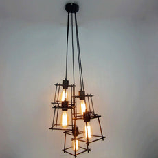 Vintage Industrial Retro Ceiling Light Cage Loft Chandelier Pendant Light Lamp~2143-0