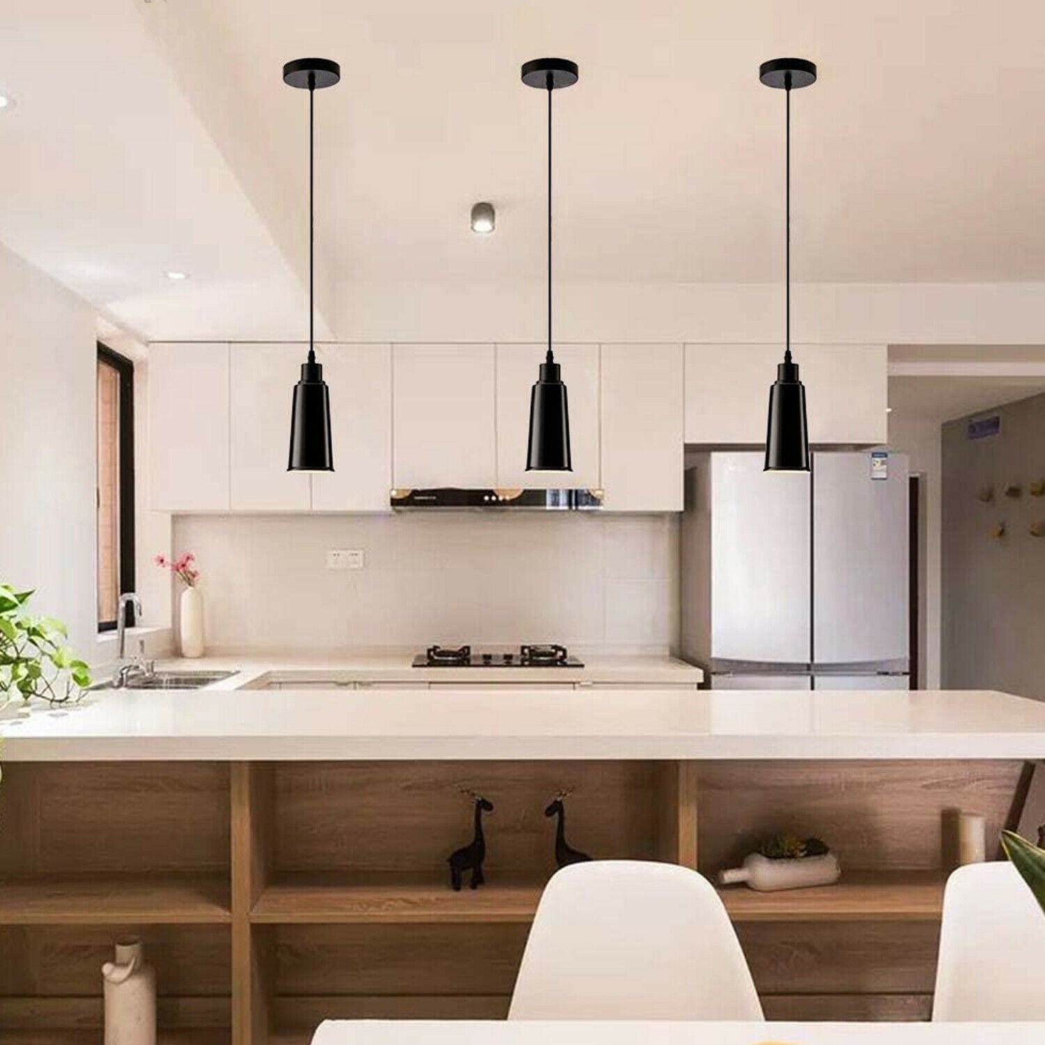 2 Pack Modern Ceramic Ceiling Pendant Light with FREE Bulbs Lampshade Vintage Hanging Light for Kitchen~2298-4