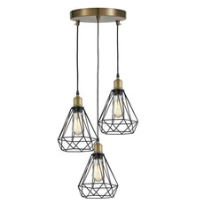 Vintage Industrial Retro Suspended 3 Head Ceiling Pendant Light Lampshade Light~2063-1