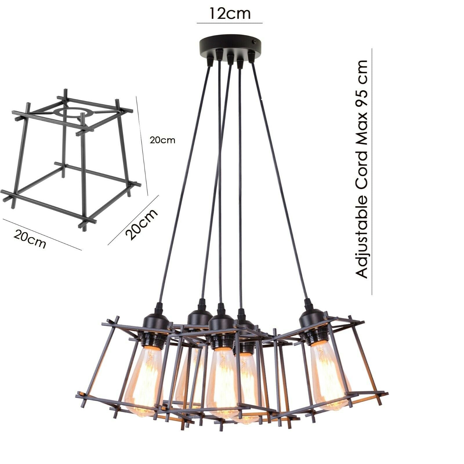 Vintage Industrial Retro Ceiling Light Cage Loft Chandelier Pendant Light Lamp~2143-3