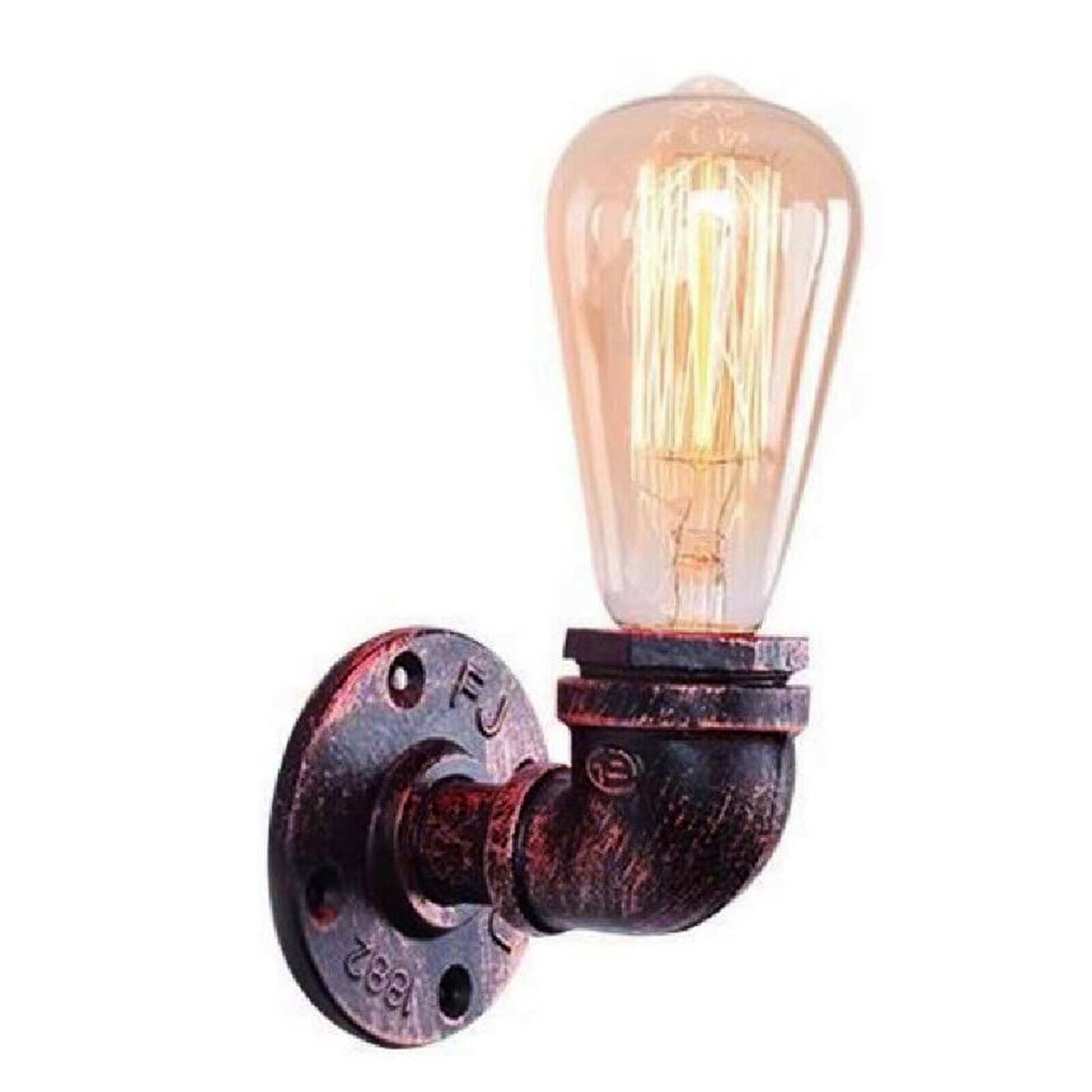 Vintage Industrial Water Pipe Lamp Retro Light Steampunk Wall Sconce + Free Bulb~2136-6