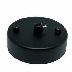 Round Metal 100mm Single Outlet Ceiling Rose Kit with 10mm Holes and Fixing Plate~2912-9