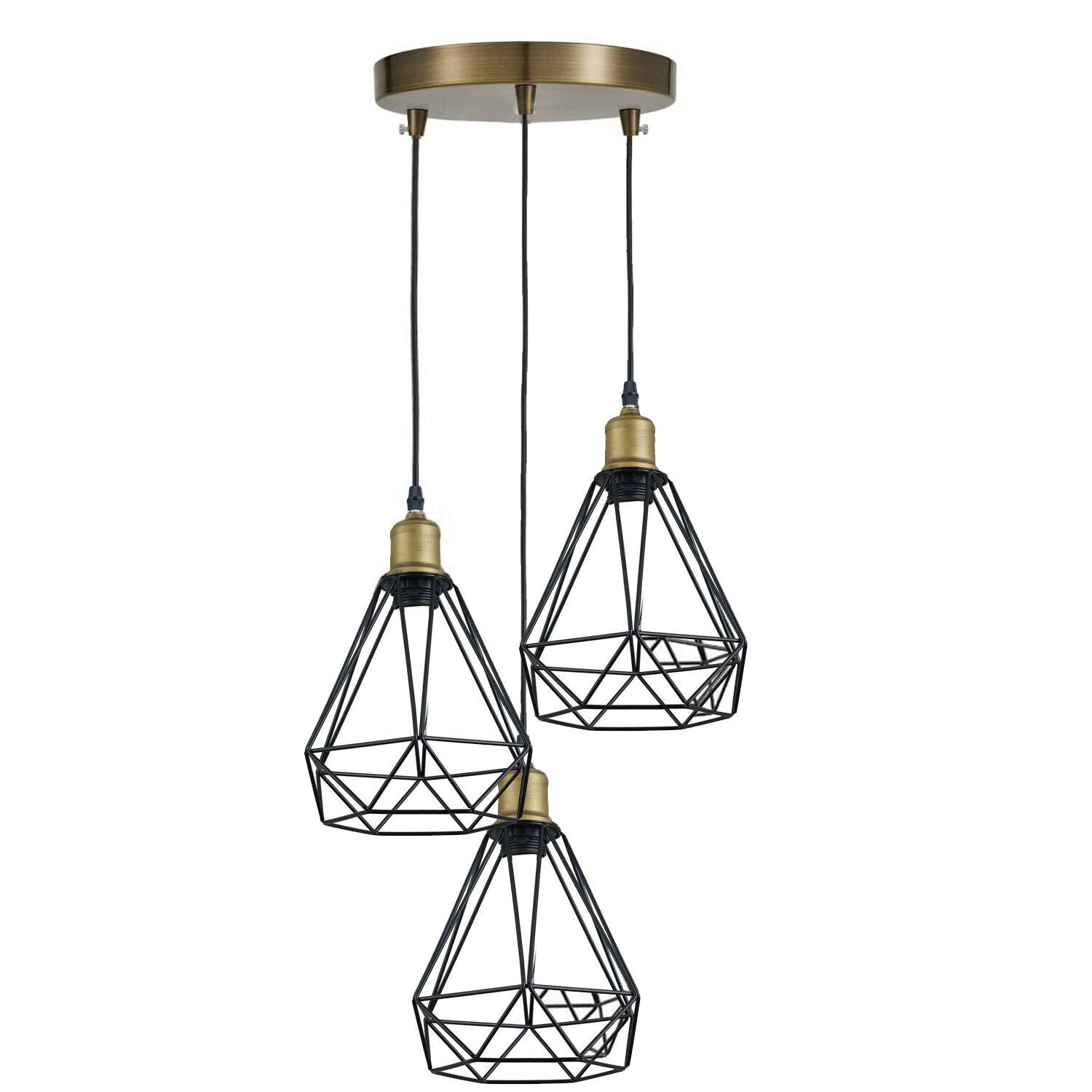 Vintage Industrial Retro Suspended 3 Head Ceiling Pendant Light Lampshade Light~2063-5