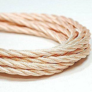 10m 2 Core Twisted Electric Cable Rose Gold Color Fabric 0.75mm~4776-3