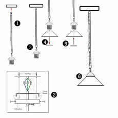 Vintage Retro Industrial Metal Lampshade Hemp Rope Hanging Pendant Light ~ 5443-3