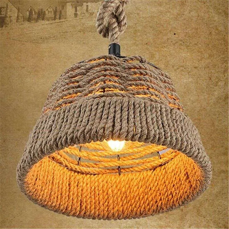 Vintage Retro Industrial Loft Hemp Rope Pendant Ceiling Light~5080-4