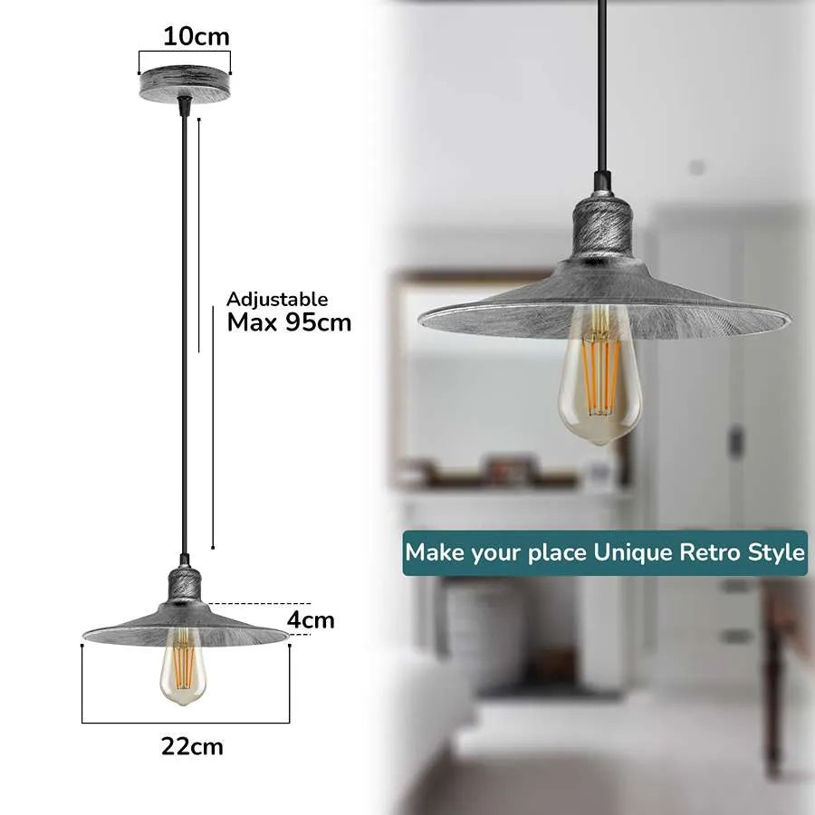 single pendant light Adjustable height with metal cone shade~ 5137-2