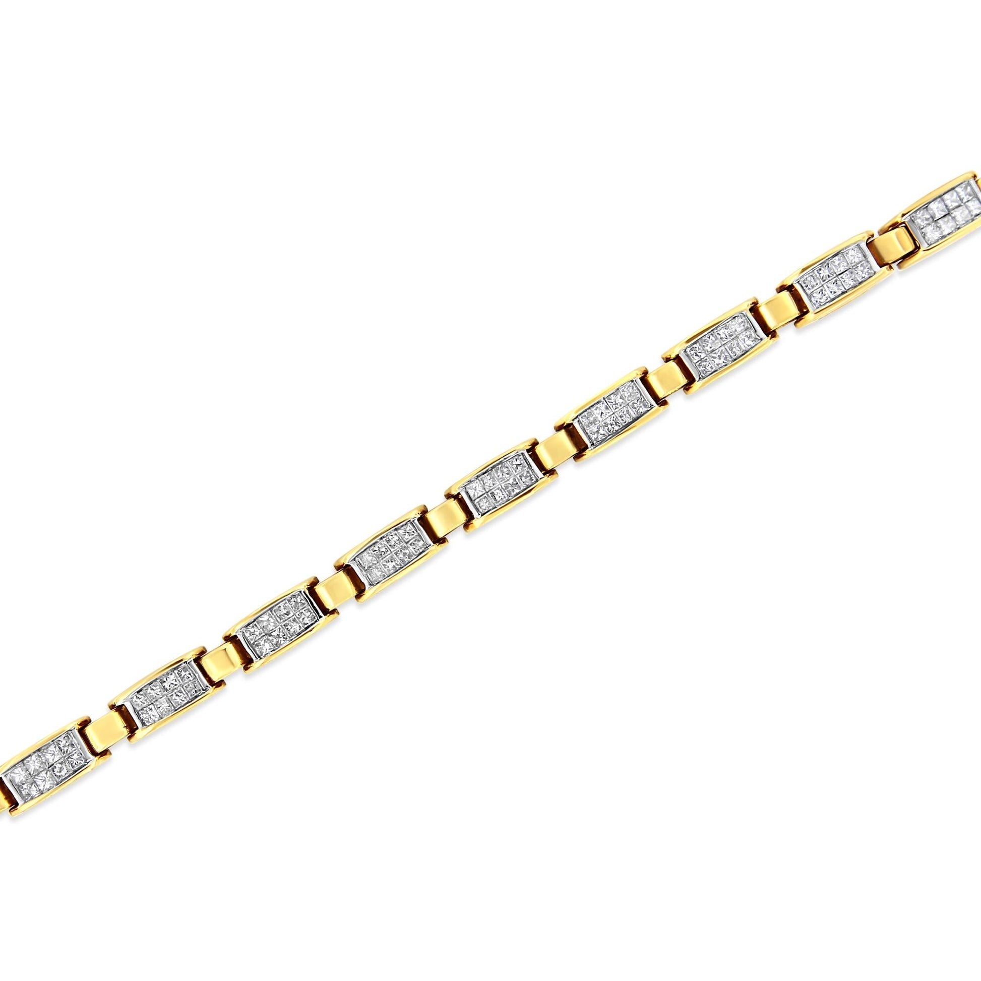 14K Yellow Gold 2 1/2 Cttw Princess-Cut Diamond Link Tennis Bracelet (H-I Color, SI2-I1 Clarity) - 7.25" - Puritific