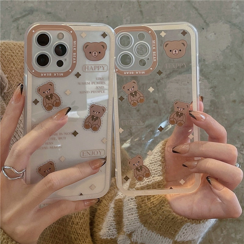 Bear Art Transparent Phone Case - Puritific