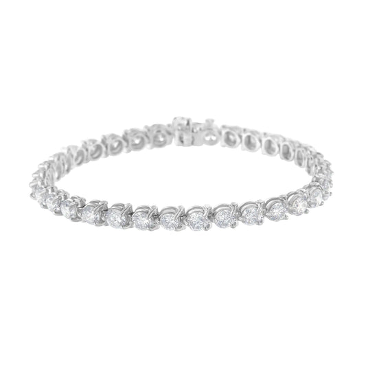 IGI Certified 10.0 Cttw Round-Brilliant Diamond 14K White Gold Martini Style 7" Tennis Bracelet (G-H Color, I1-I2 Clarity) - Puritific