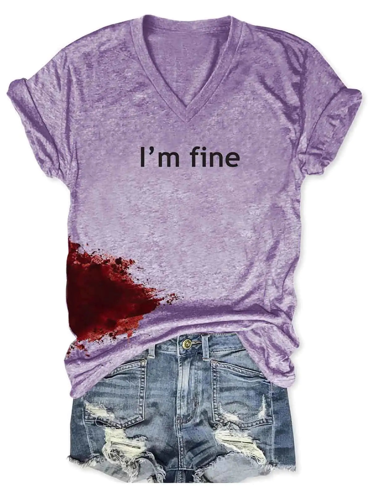 Women Halloween Bloodstained I'm Fine Shirt - Puritific