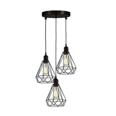 Vintage Industrial Retro Suspended 3 Head Ceiling Pendant Light Lampshade Light~2063-6