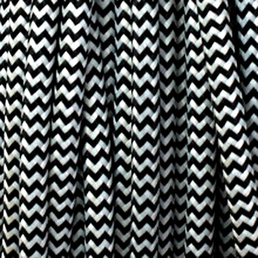 10m 2 Core Round Vintage Braided Fabric Black And White Cable Flex 0.75mm~4705-0