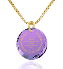 Serenity Prayer Necklace Inspirational Cubic Zirconia Pendant - Puritific