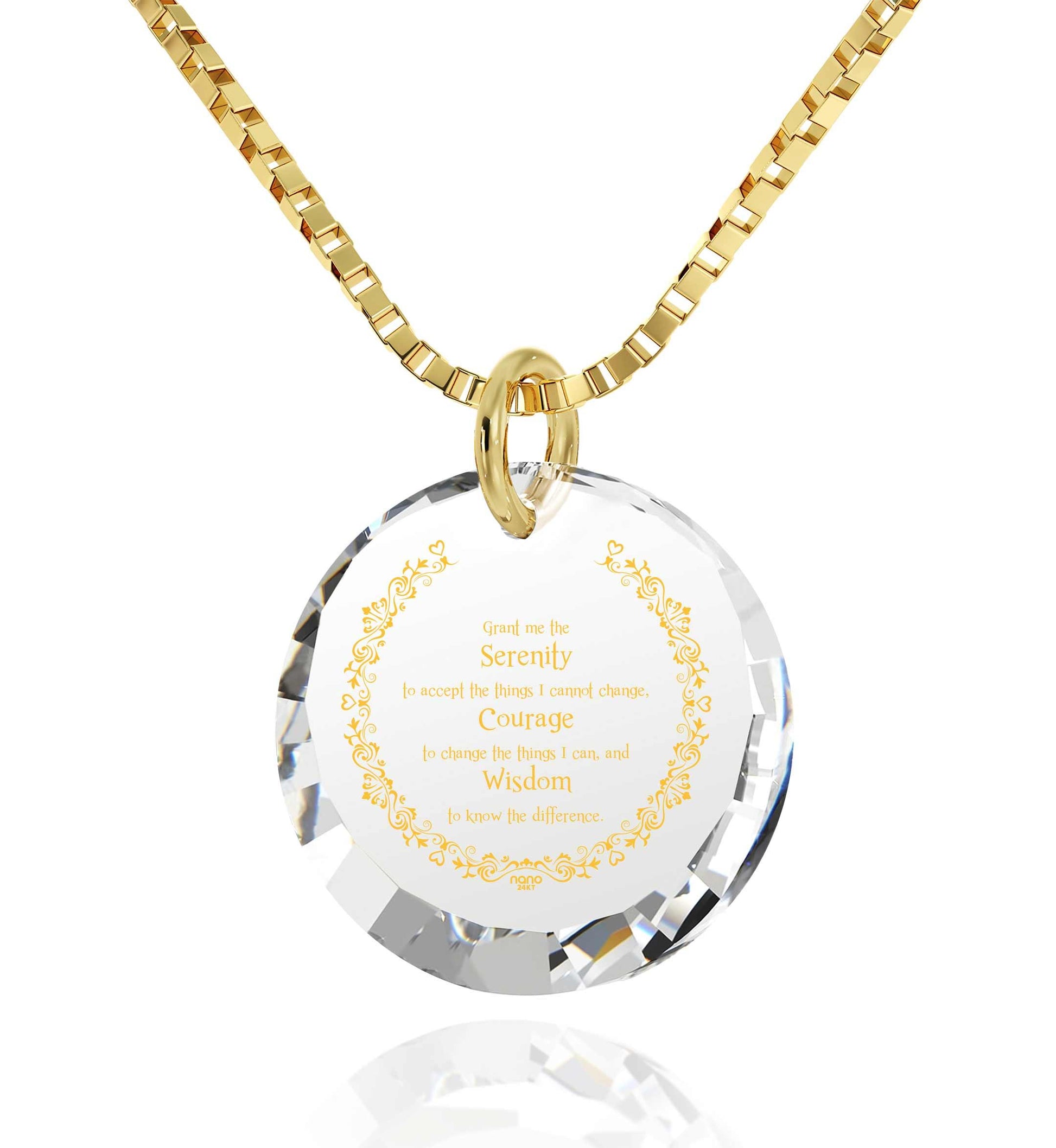 Serenity Prayer Necklace Inspirational Cubic Zirconia Pendant - Puritific