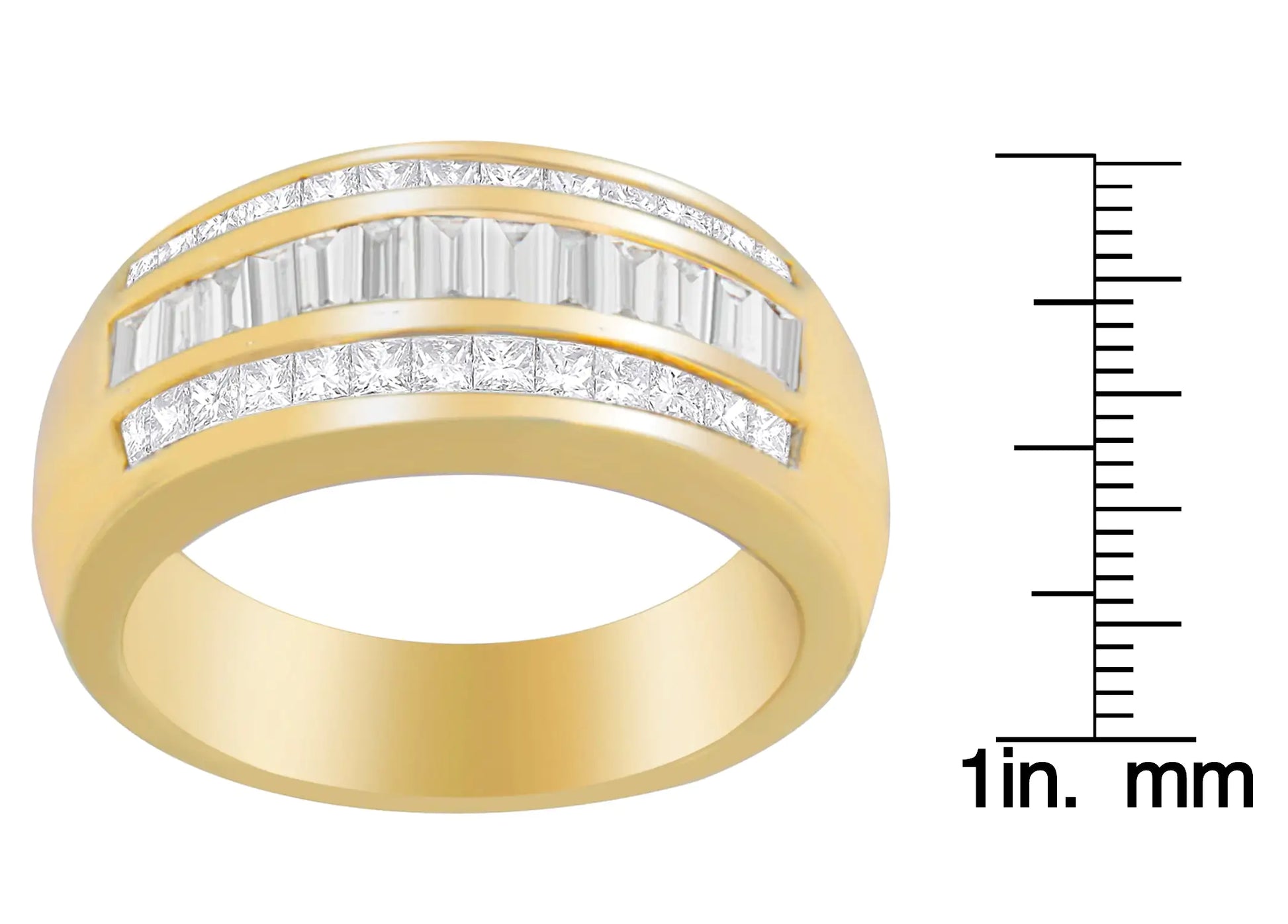 14K Yellow Gold 1ct. TDW Princess and Baguette-Cut Diamond Ring(H-I, SI1-SI2) - Puritific