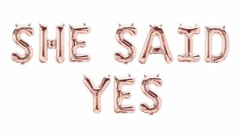 She Said YES Rose Gold 16" Balloon Banner | Multiple phrases! - Puritific