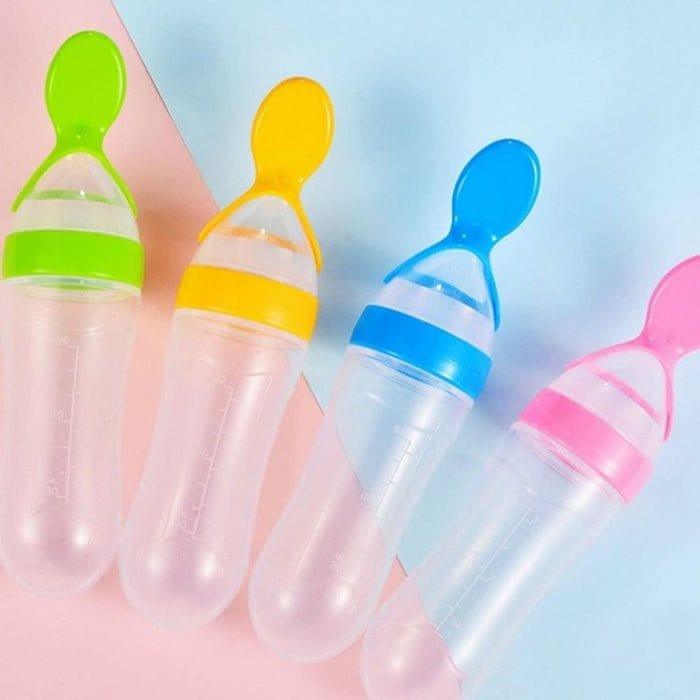 Silicone Feeding Bottle with Spoon - Puritific