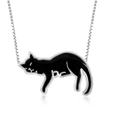 Silver Cat Necklace Pet Lovers Gift - Puritific