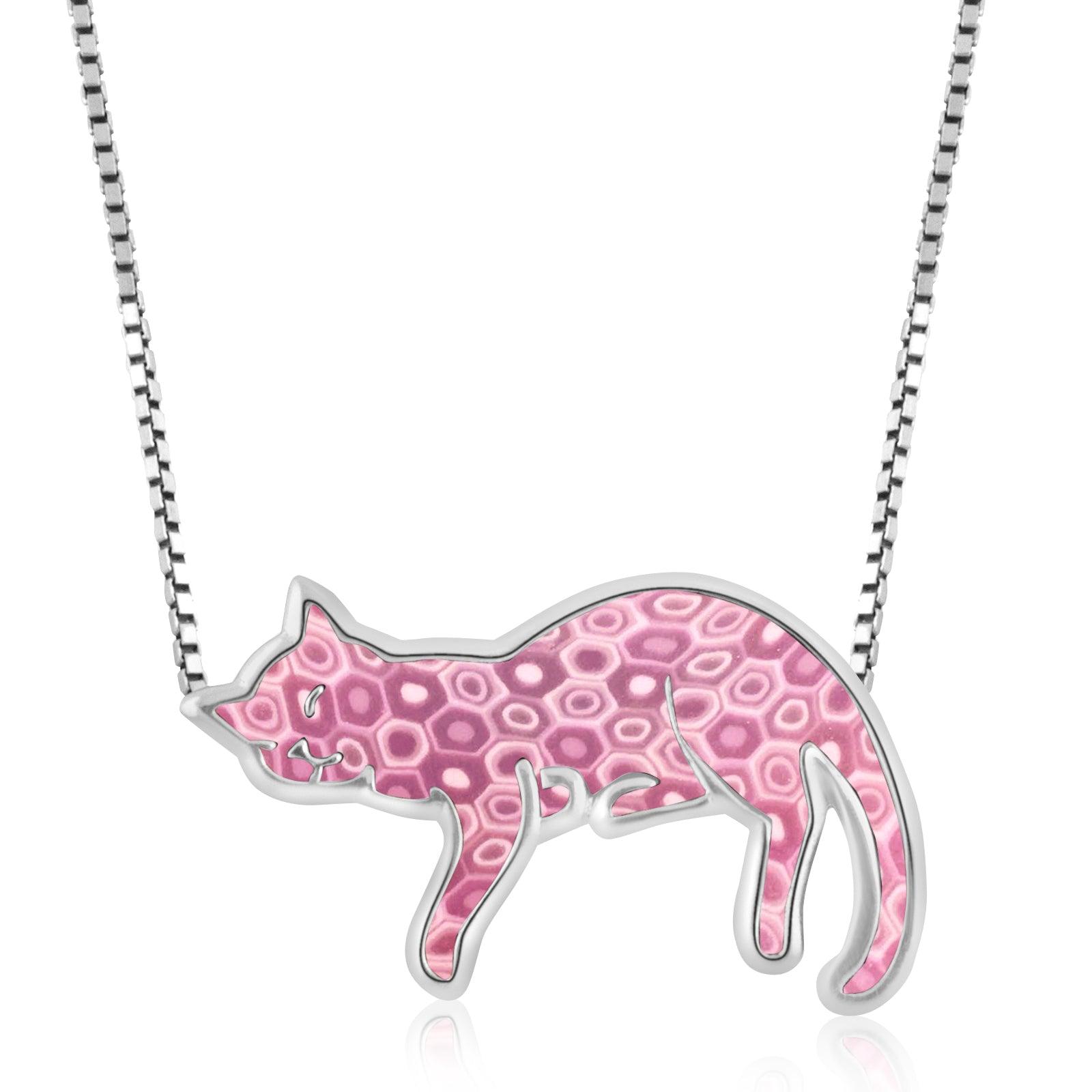 Silver Cat Necklace Pet Lovers Gift - Puritific