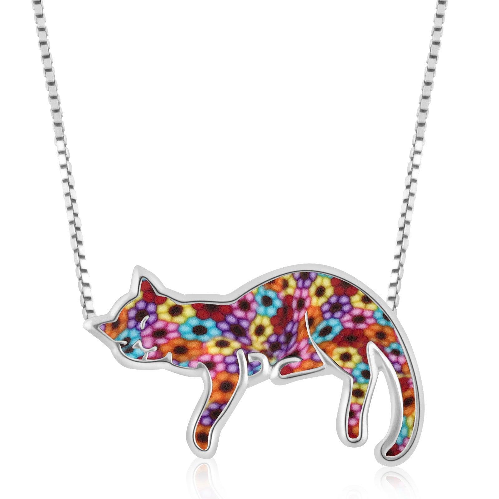 Silver Cat Necklace Pet Lovers Gift - Puritific