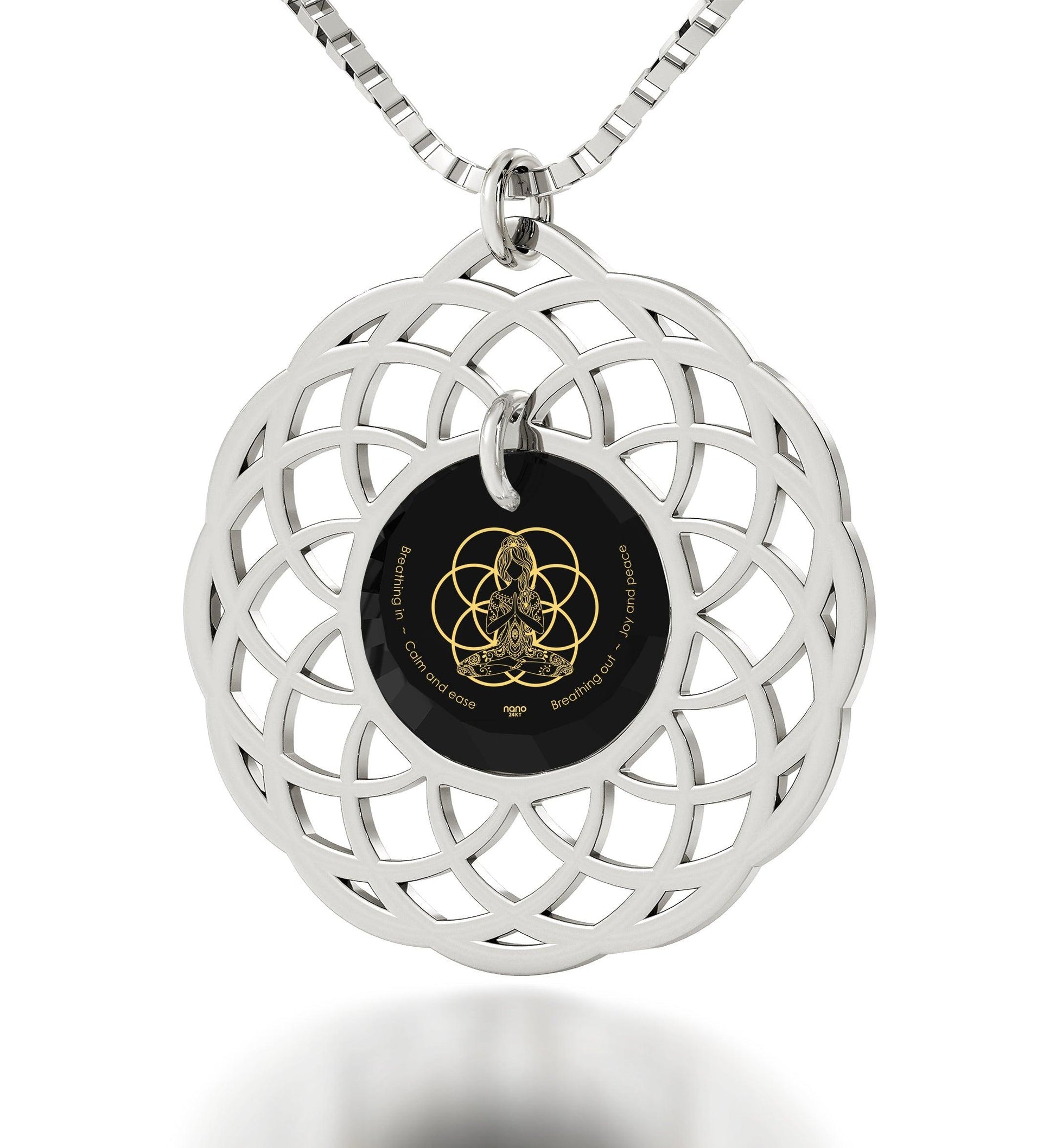 Silver Seed of Life Necklace Yoga Meditation Mandala Pendant - Puritific