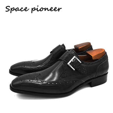 Single Monk Style Wedding Black DressShoes for Men - Puritific