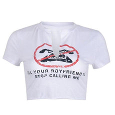 Slogan Print White Graphic Crop Top - Puritific