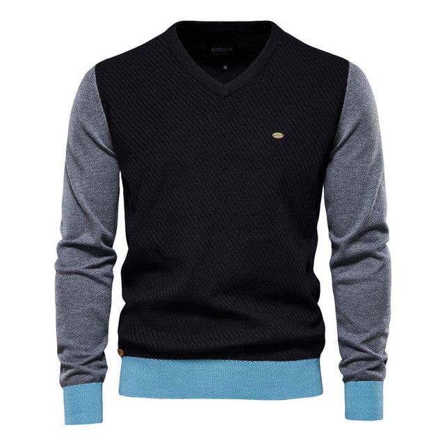 Spliced Cotton Men's Sweater - Puritific