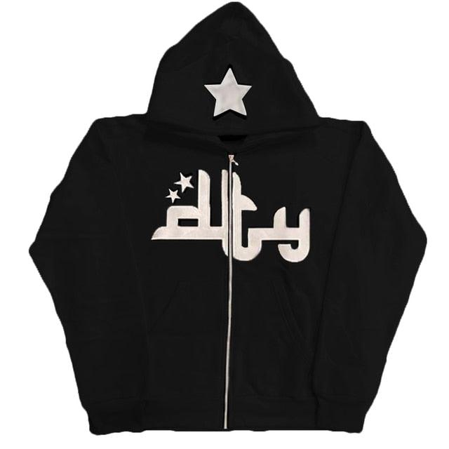 Star Printed Zip Up Hoodies - Puritific