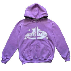 Star Printed Zip Up Hoodies - Puritific