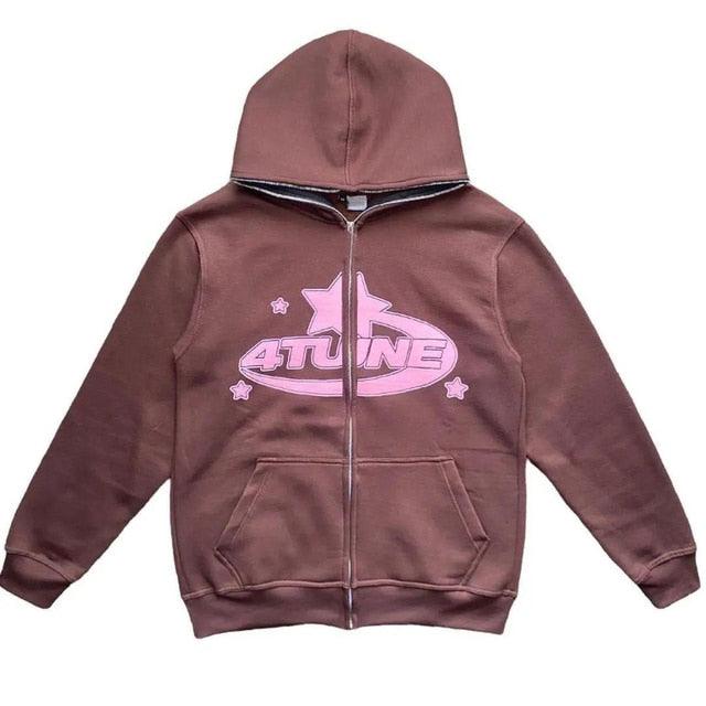 Star Printed Zip Up Hoodies - Puritific