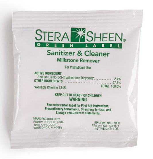 Stera-Sheen Green Label Sanitizer and Cleaner - 2 oz Packets,  Box of 100 - Canada-0