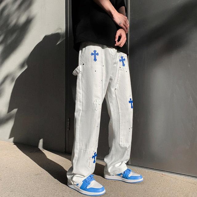 Streetwear Embroidery Baggy Jeans - Puritific