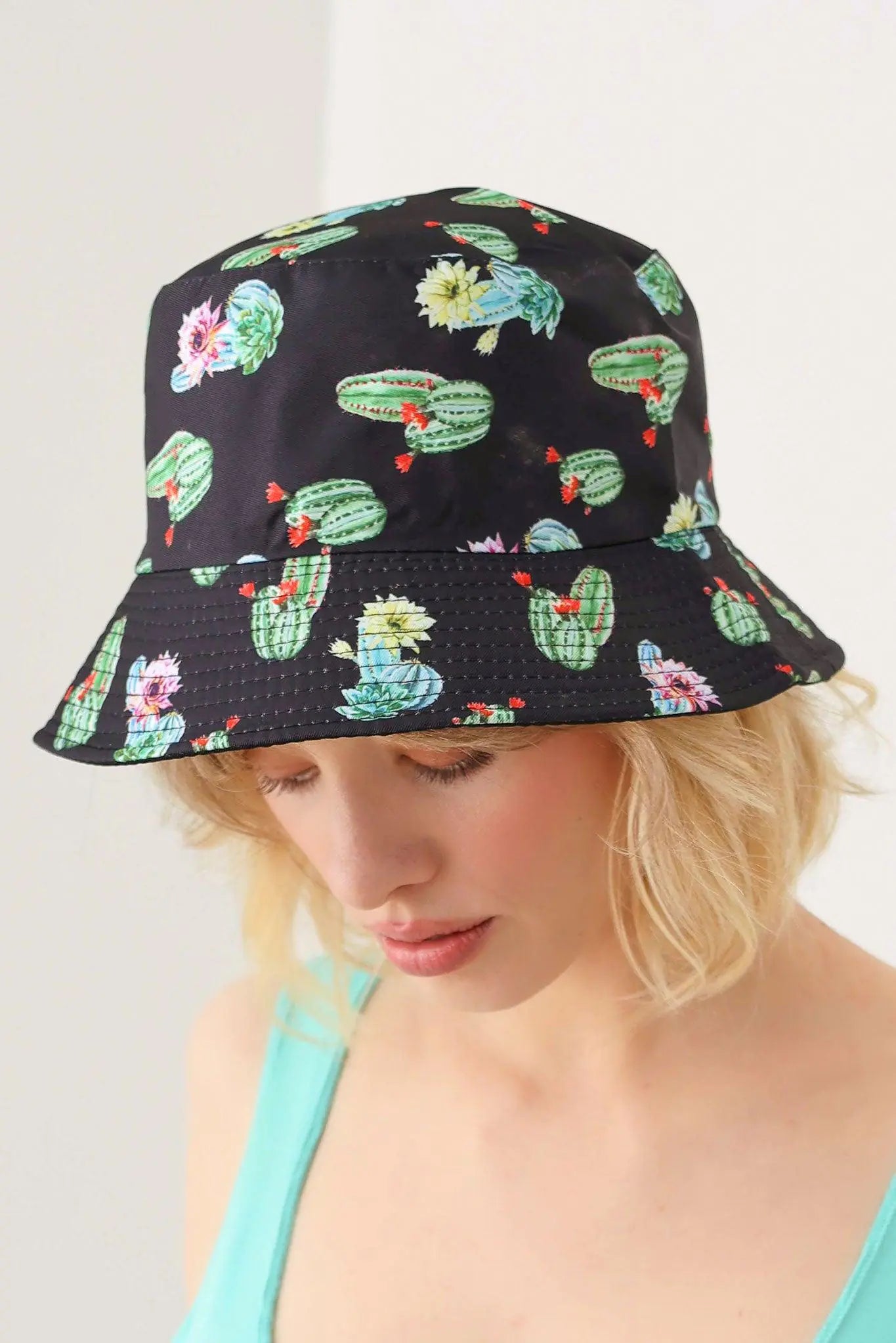 Cactus Print Double-Side-Wear Reversible Bucket Hat