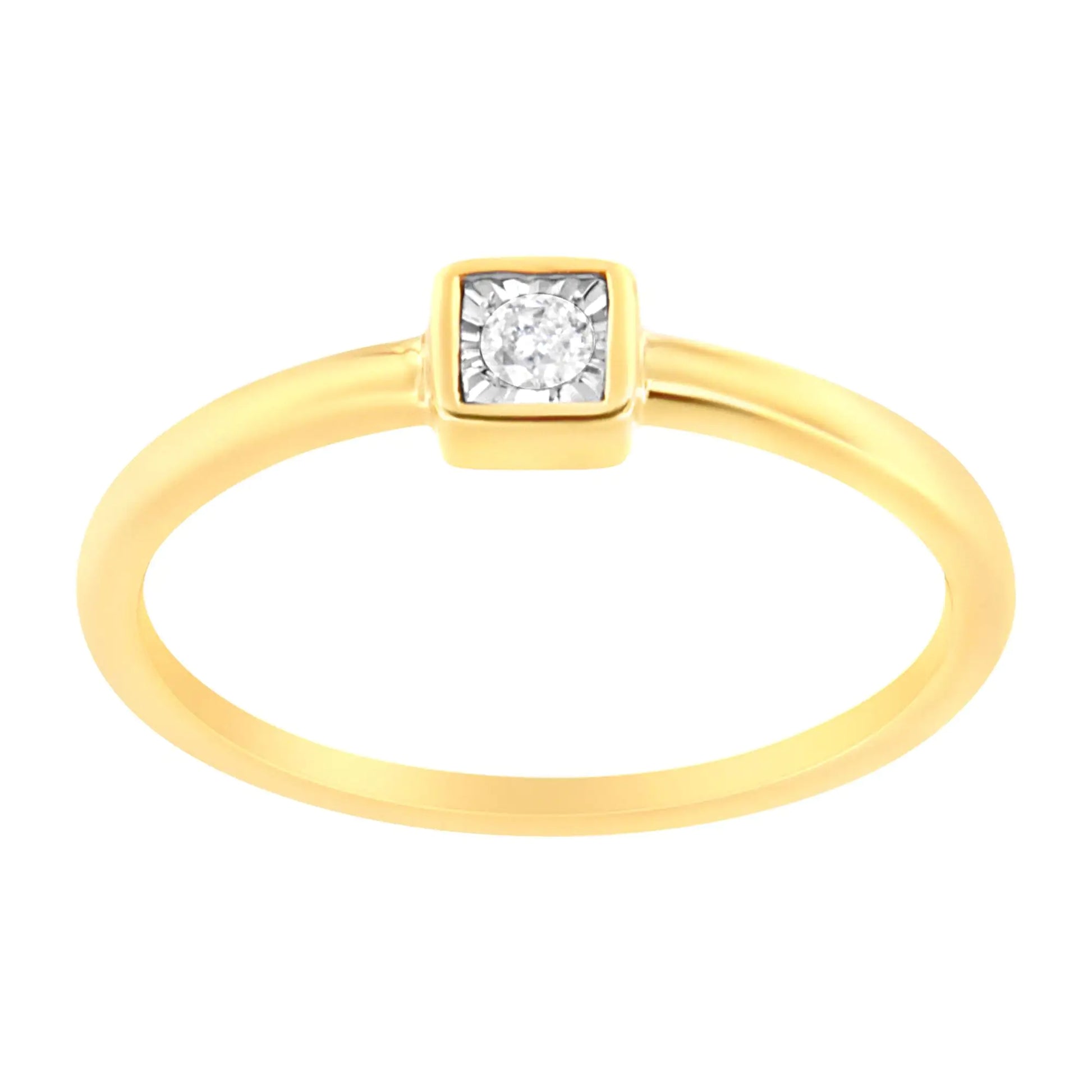 14K Yellow Gold Plated .925 Sterling Silver 1/20 cttw Miracle Set Diamond Promise Ring (J-K Color, I1-I2 Clarity) - Puritific