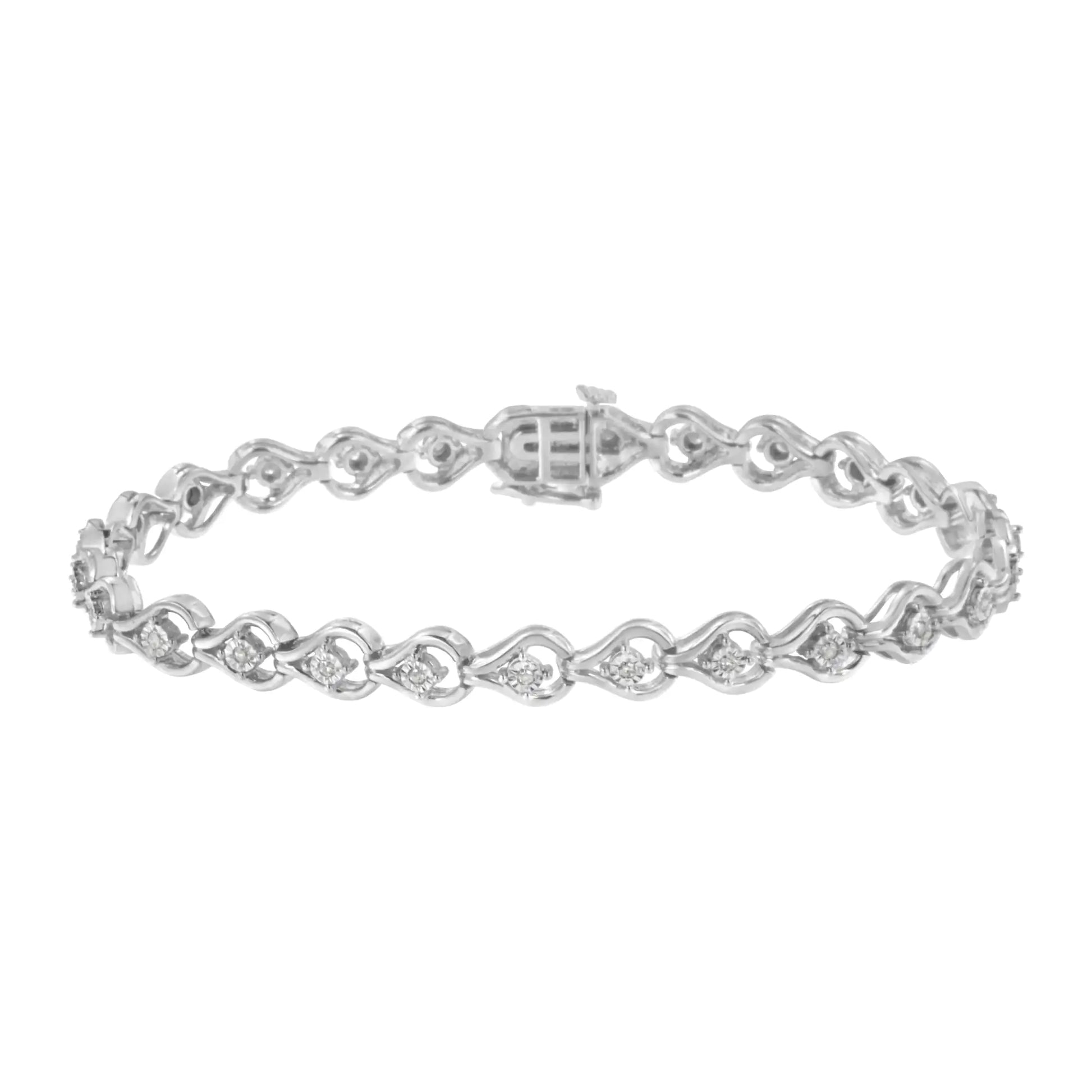 Sterling Silver Diamond Link Bracelet (1/4 cttw, I-J Color, I2-I3 Clarity) - Puritific